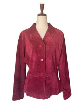 Brandon Thomas Dark Red Suede Button Up Jacket sz Medium Y2K Boho Anthro